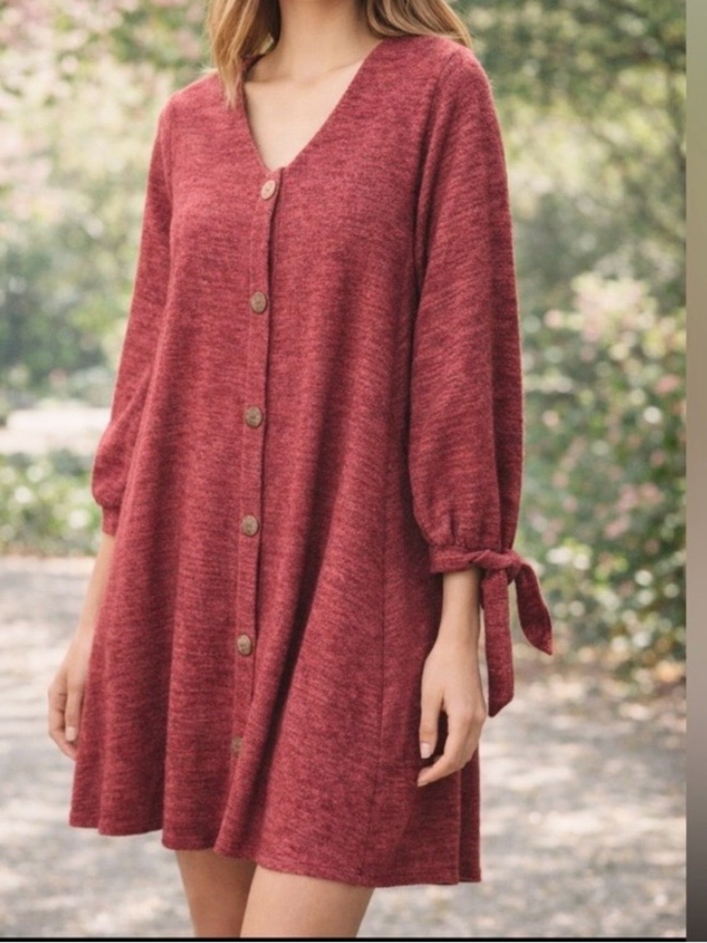 Peach Love California Button-Up Swing Dress. Women’s Sz-S. Dark Red | Timeless